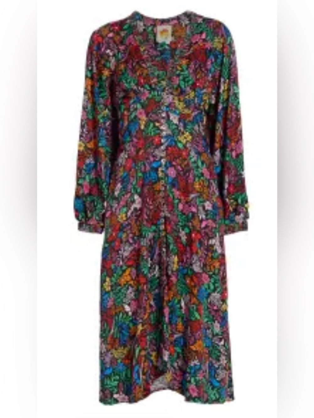 Floral Button-Front Midi Dress in Multicolor